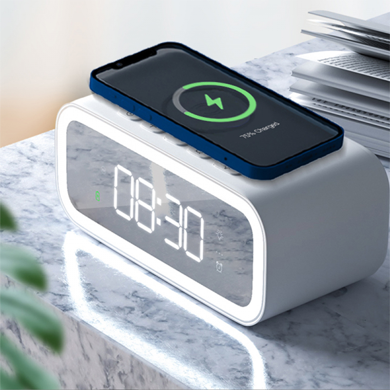 Picture of WiWU 2 in 1 wireless charger& alarm-White