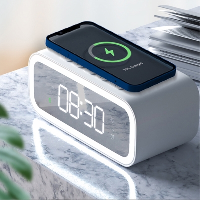 Picture of WiWU 2 in 1 wireless charger& alarm-White
