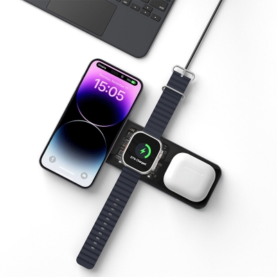 Picture of WIWU Wi-W010 Matrix 3 in 1 15W Wireless Charger-Black