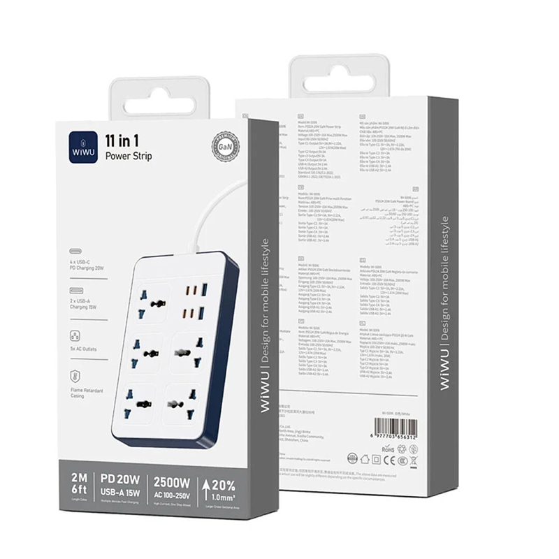 Picture of WiWU Wi-S006 20W Gan 11in1 Multifunction Power Strip-Black