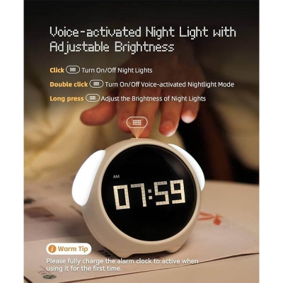 Picture of Emoji Pixel Alarm Clock Voice Control Led Light Multifunction Digital Clock-Black
