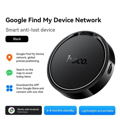 Picture of HOCO E96A Airtags For Android Phone Work With Google Version Smart Tracker Tag Cars Pets Keychain Locator Anti Lost Device Find-Black