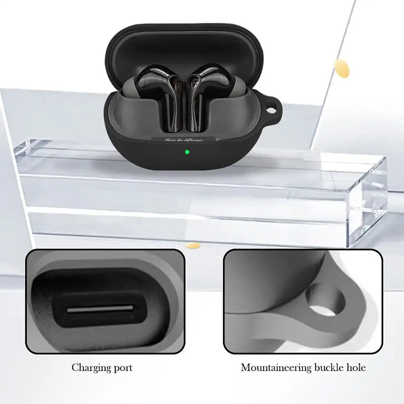 Picture of SoundPEATS Air5 Pro Only cover with hanging hook Premium Artificial Carrying cover Earbuds Cover For Buds Soft Silicone Bluetooth Headphone Cover-Black