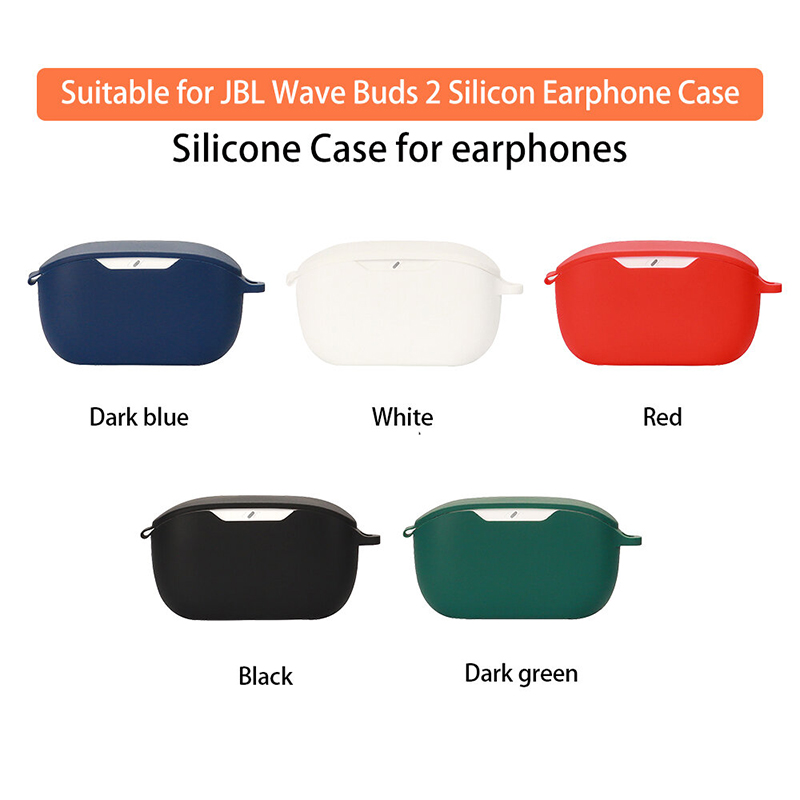 Picture of JBL Wave Buds 2 Only cover Premium Artificial Carrying cover Shockproof Earbuds Cover For Buds Soft Silicone Bluetooth Headphone Cover-Black