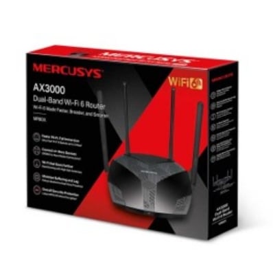Picture of Mercusys MR80X AX3000 Dual Band Gigabit WiFi 6 Router-Black