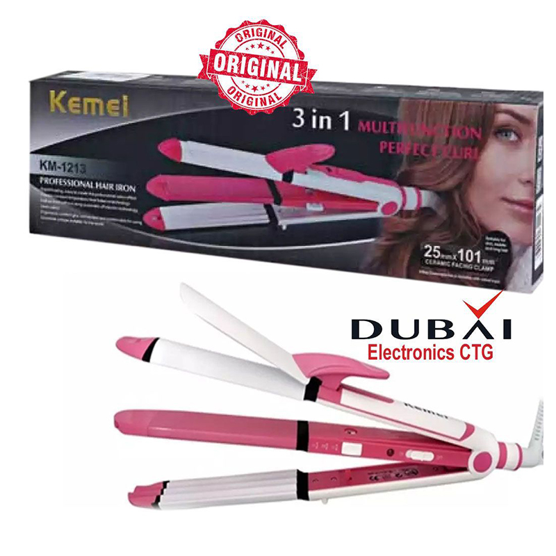 Picture of Kemei Hair straightener 3 in 1 Hair Curler Iron km-1213