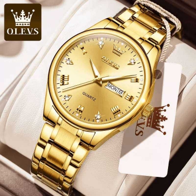 Picture of OLEVS 5563G Fashion Watch for Men Silver & Golden Two Tone Stainless Steel Analog Wrist Watch For Men