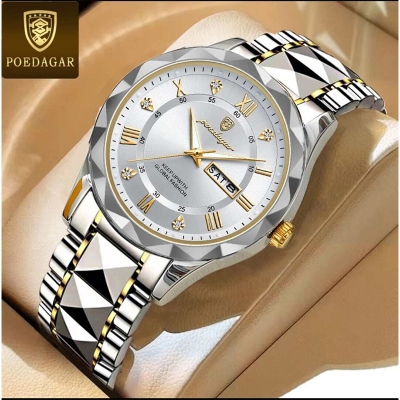 Picture of POEDAGAR New Top Brand Luxury Man Wristwatch Waterproof Luminous Date Week Men Watches Stainless Steel Quartz Men's Watch Male reloj