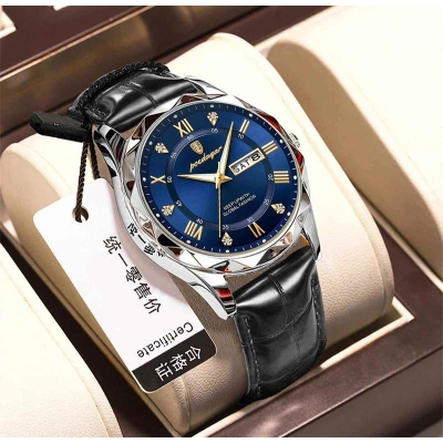 Picture of Poedagar New Men's Business Quartz Watch with Leather Strap, Calendar and Night Light - Stylish Fashion Watch