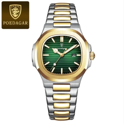 Picture of POEDAGAR 789 Luxury Square Watch for men Waterproof Luminous Date Stainless Steel Quartz men’s