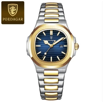 Picture of POEDAGAR 789 Luxury Square Watch for men Waterproof Luminous Date Stainless Steel Quartz men’s