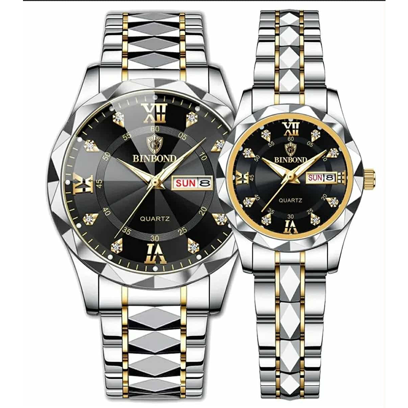 Picture of BINBOND New 2521 Model Relogio Masculino Couple Watch Stainless Steel Luminous Calendar Quartz Watch