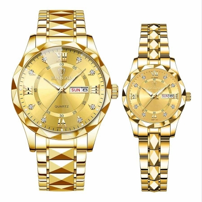 Picture of BINBOND New 2521 Model Relogio Masculino Stainless Steel Luminous Calendar Quartz Couple Watch