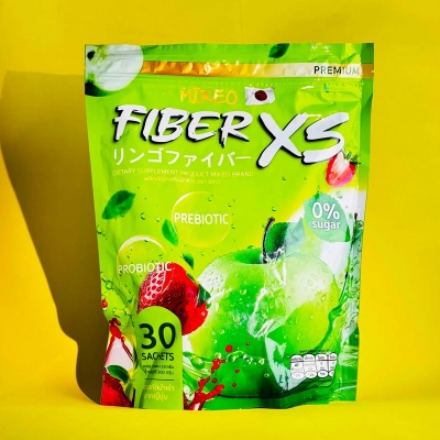 Picture of Fiber XS Fiber Supplement Powder , Daily Detox & Cleanse , Green Apple Flavor – 30 Sticks
