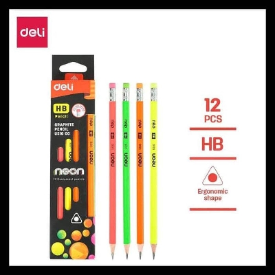 Picture of Deli U51600/U51800 Neon Graphite HB/2B Pencil - 12pcs