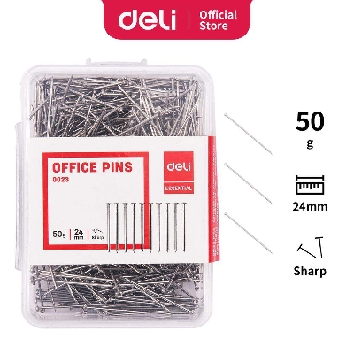 Picture of Deli E0023 Office Pins - 50gm-Silver