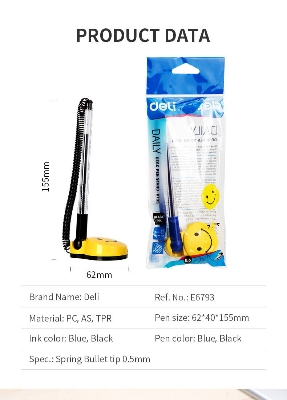 Picture of Deli E6793 Black/Blue Gel Ink 0.5mm Desk Pen Stand