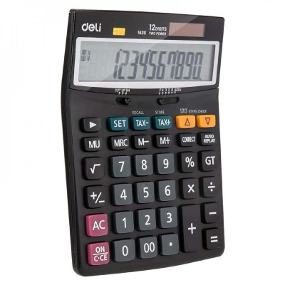 Picture of Deli 1630 Calculator with TAX Option-Grey