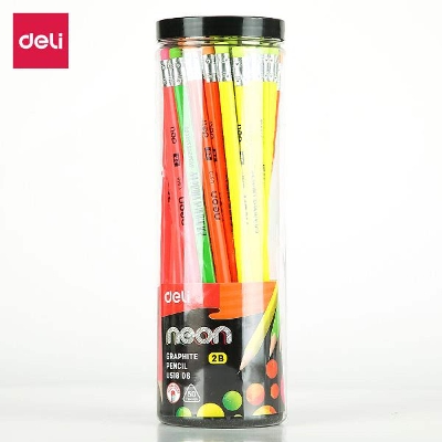 Picture of Deli U51806 Neon 2B Pencil - 50pcs Jar-Multicolor
