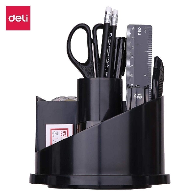 Picture of Deli 38251A Rotary Desk Organizer - 17pcs Set-Black