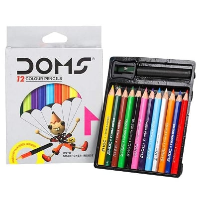 Picture of DOMS 12 Colors Pencil - Half Size-Multicolor
