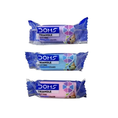 Picture of DOMS Triangle Dust Free Fragrance Eraser - Combo of 3pcs-Multicolor
