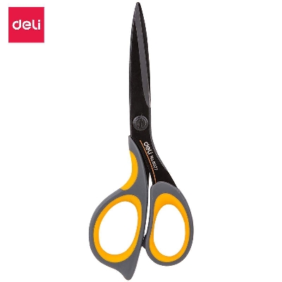 Picture of Deli E6027 Power Saving Scissors - 6.8 Inches-Black & Yellow