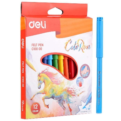 Picture of Deli C10000 Washable 12 Color Felt Pen/Signing Pen-Multicolor