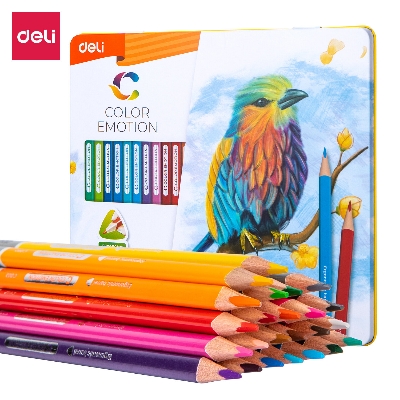 Picture of Deli EC00225 Color Emotion 24 Colors Pencil with Metal Box-Multicolor