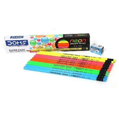 Picture of DOMS Neon Super Dark Graphite Pencils - 10pcs-Multicolor