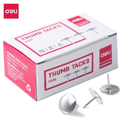Picture of Deli E0020 Thumb Tacks - 100pcs Box-Silver