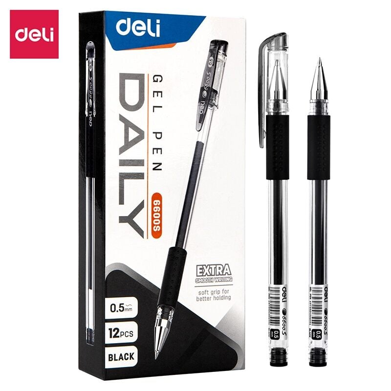 Picture of Deli E6600S Blue/Black Ink 0.5mm Gel Pen - 12pcs