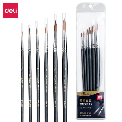 Picture of Deli 73892 Artist Brush Set for Acrylics and Oil Painting - 6pcs Set-Grey