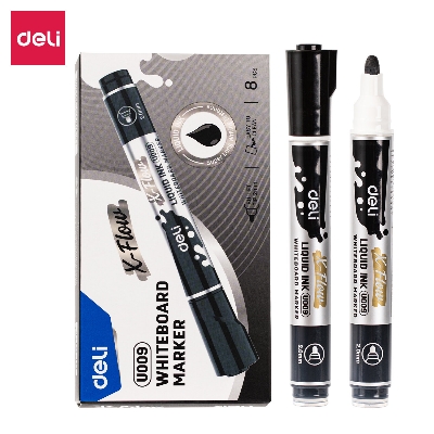 Picture of Deli EU009-BK Whiteboard Marker - 8pcs-Black