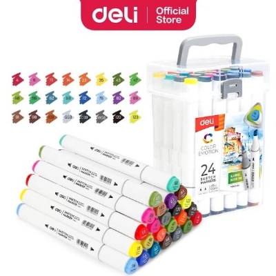 Picture of Deli E70803-24 Dual Tip Sketch Marker - 24 Color-Multicolor