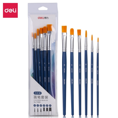 Picture of Deli 73885 Artist Brush Set for Acrylics and Oil Painting - 6pcs Set-Blue
