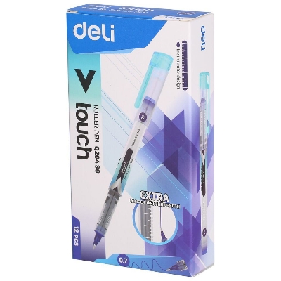 Picture of Deli EQ20430 Blue Ink 0.7mm Roller Pen - 12pcs-Blue