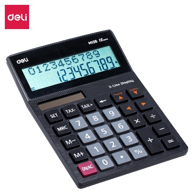 Picture of Deli M126 Dual Power Calculator with Tax Function - 12 Digits-Black