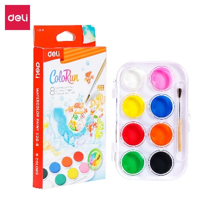 Picture of Deli EC20-8 Color Run Watercolor Paints Palette - 8 Colors-Multicolor