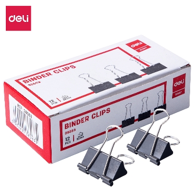 Picture of Deli E38563 Effortless 32mm Binder Clips - 12pcs Box-Black