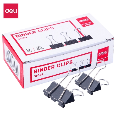 Picture of Deli E38564 Effortless 25mm Binder Clips - 12pcs Box-Black