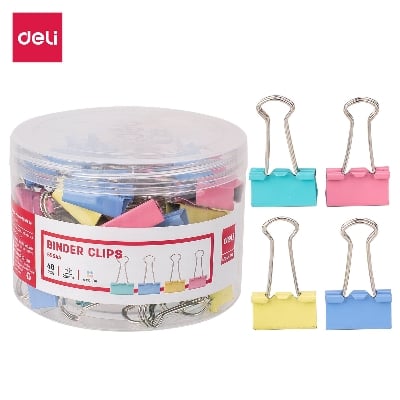 Picture of Deli E8554A Effortless 25mm Colorful Binder Clips - 48pcs Box-Multicolor