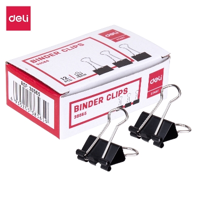 Picture of Deli E38565 Effortless 19mm Binder Clips - 12pcs Box-Black