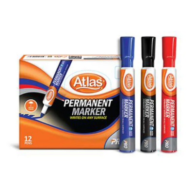 Picture of Atlas Black Color Permanent Marker - 12pcs-Black