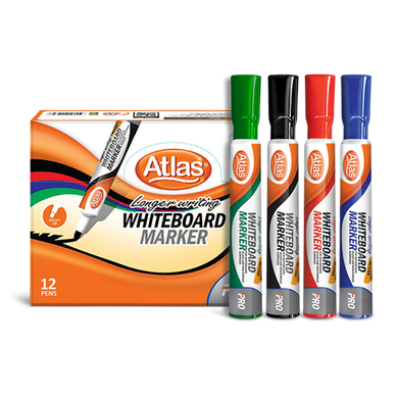 Picture of Atlas Black Color Whiteboard Marker - 12pcs-Black