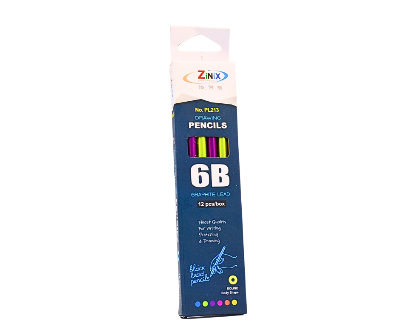Picture of Zinix 6B Graphite Lead Pencil for Drawing - 12pcs Box-Black