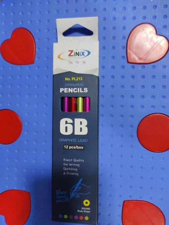 Picture of Zinix 6B Graphite Lead Pencil for Drawing - 12pcs Box-Black