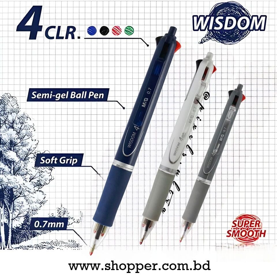 Picture of M&G Wisdom 4 Color Semi Gel Ball Pen - 0.7mm