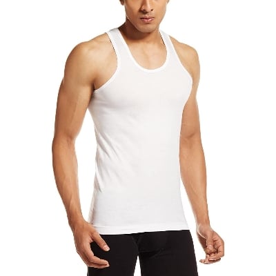 Picture of London Boy Cotton Innerwear RN Vests for Men (Sando Genji)-White