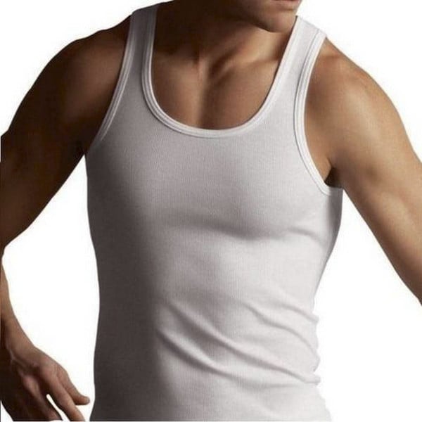 Picture of London Boy Cotton Innerwear RN Vests for Men (Sando Genji)-White